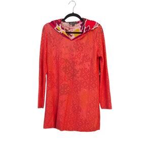 Title Nine Coral Orange Swim Coverup Sunbuster M Long Sleeve Pullover Rashguard